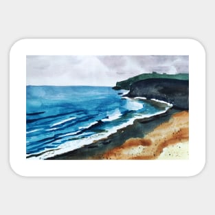 Cliffs by the beach, sea view Sticker